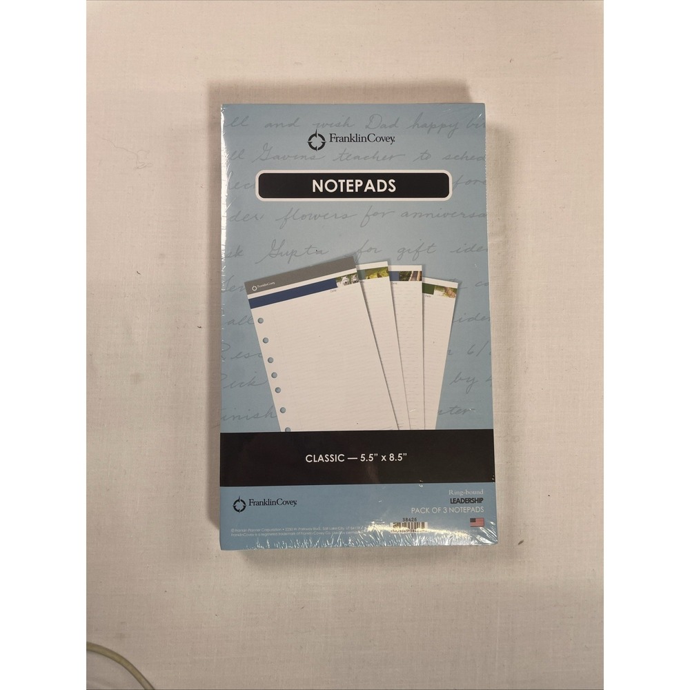 Franklin Covey Classic Leadership Notepads pack of 3 New 7 ring binder